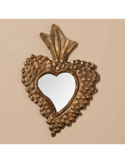 Miroir Ex-voto fleuri patine bronze 25x18x2cm