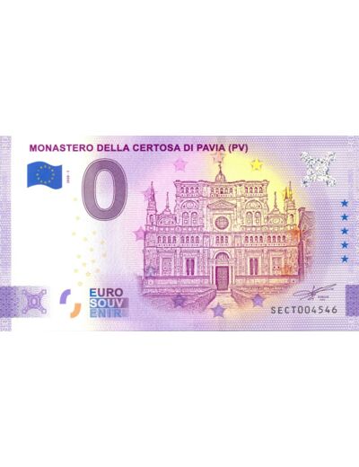 ITALIE 2020-1 MONASTERO DELLA CERTOSA DI PAVIA (ANNIVERSAIRE) BILLET 0 EURO
