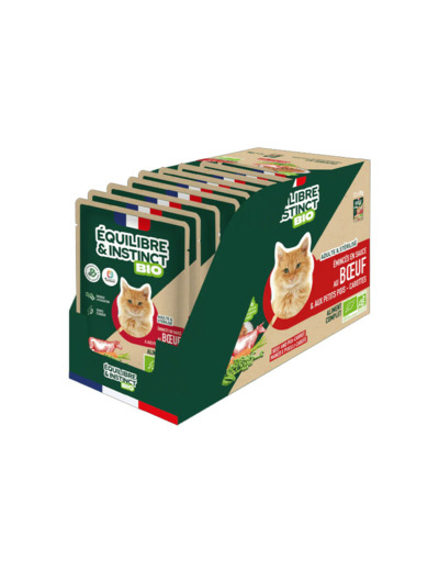 Équilibre & Instinct, PACK Émincés en sauce BIO au bœuf et aux petits pois carottes