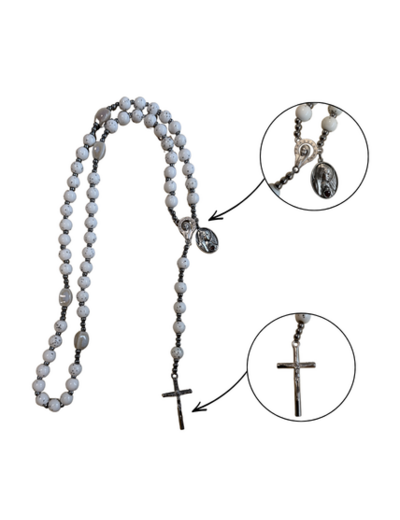 Chapelet Elastique perle Céramique 8mm - SACRE COEUR DE MARIE - L46cm