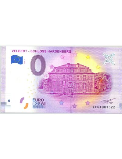 ALLEMAGNE 2019-1 VELBERT- SCHLOSS HARDENBERG BILLET SOUVENIR 0 EURO