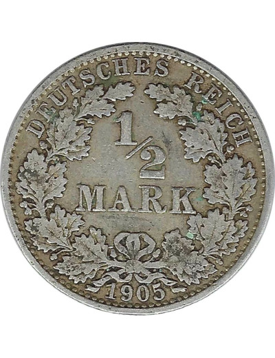 ALLEMAGNE 1/2 MARK 1905 A TB+ N2