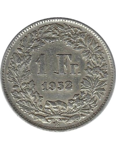 SUISSE 1 FRANC 1952 B TTB