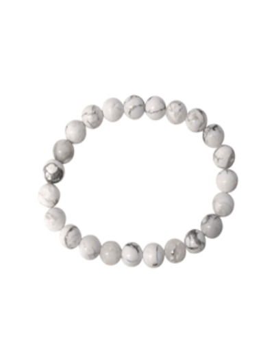 Bracelet en howlite blanche 8 mm