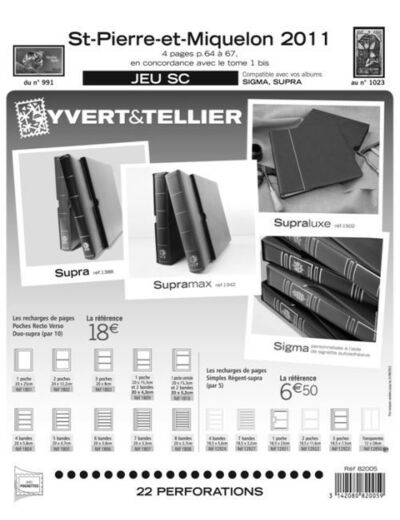 FEUILLE COMPLEMENTAIRE ST PIERRE ET MIQUELON SC 2011 (AVEC POCHETTE) YVERT