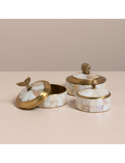 Ensemble 3 boîtes nacrées Seaside 7x9cm