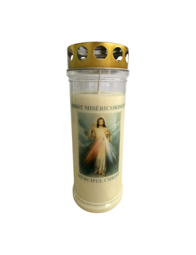 Bougie Funéraire 160 Heures Christ Miséricordieux avec Prière