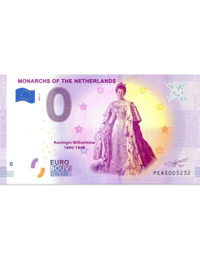 PAYS BAS 2020-6 MONARCHS OF THE NETHERLANDS BILLET SOUVENIR 0 EURO