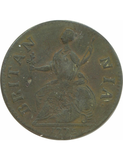 GRANDE BRETAGNE 1/2 PENNY GEORGES III 1775 TB+