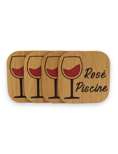 Rosé Piscine - Dessous de verre en bois et résine époxy