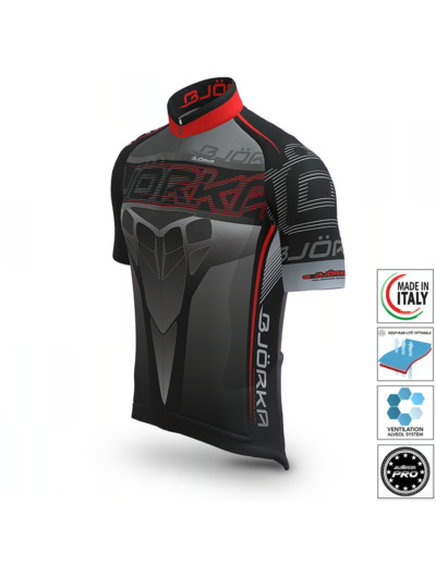 MAILLOT ISOARD MANCHES COURTES NOIR ET ROUGE