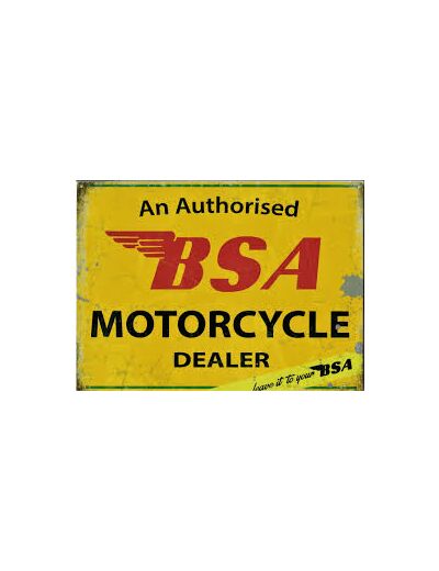 Plaque métal - BSA Motorcycle Dealer -  30x40 cm.