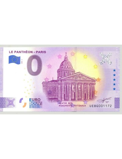 75 PARIS 2020-3 LE PANTHEON BILLET SOUVENIR 0 EURO TOURISTIQUE NEUF