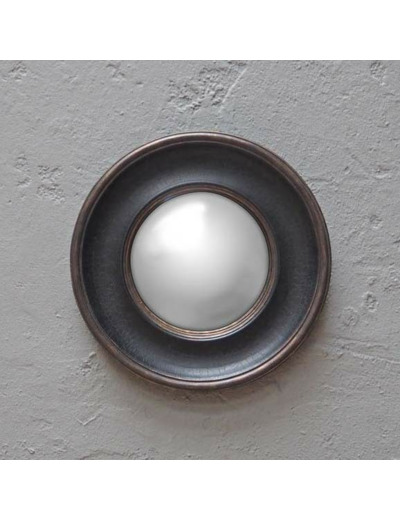 Miroir sorcière convexe rond noir vintage 39cm