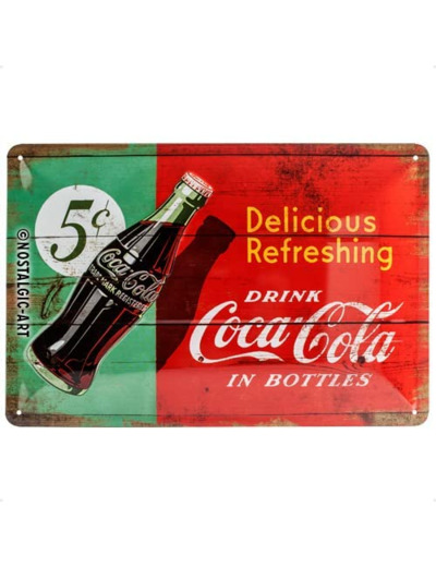 Plaque métal - Coca Cola Delicious Refreshing - 20 x 30cm.