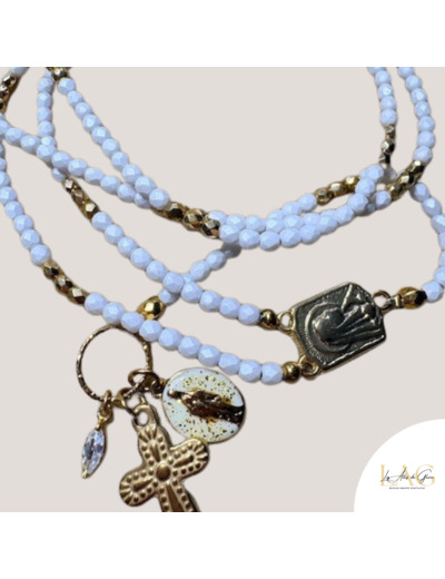 COLLIER CHAPELET BOHO WHITE