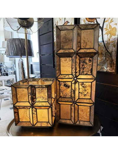 Lampe à poser placage antique haute 24x24x63cm