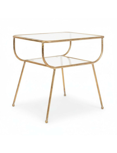 Table appoint verre doré Eluminea 47x40x47cm