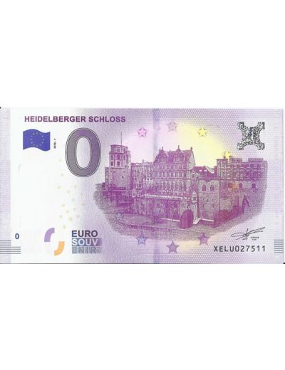 ALLEMAGNE 2018-2 HEIDELBERGER SCHLOSS BILLET SOUVENIR 0 EURO TOURISTIQUE NEUF