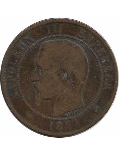 FRANCE 10 CENTIMES NAPOLEON III 1854 K TB-