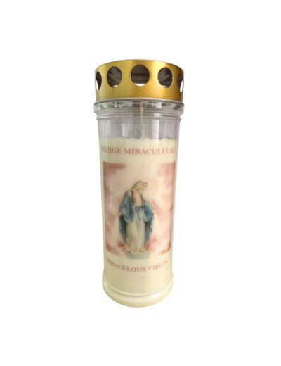Bougie Funéraire 160 Heures Vierge Miraculeuse avec Prière