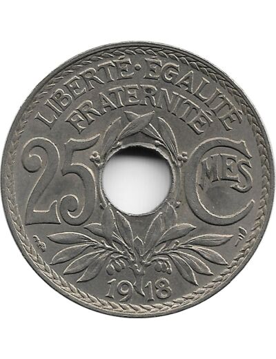 FRANCE 25 CENTIMES LINDAUER 1918 SUP-