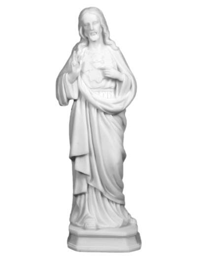 Sacré-Coeur - Statue en albâtre 20cm -Blanc
