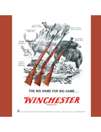 Plaque métal - Winchester, The Big Name For Big Game - 31,5x40