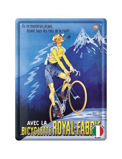 Plaque métal vélo - Velo Royal-Fabric, 30x40 cm. Clouet. Décoration vintage.