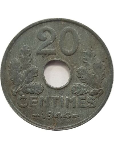 FRANCE 20 CENTIMES ZINC 1944 PEU TTB