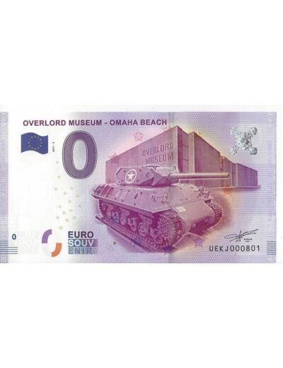 14 COLLEVILLE SUR MER 2017-2 OVERLOD MUSEUM OMAHA BEACH BILLET 0 EURO