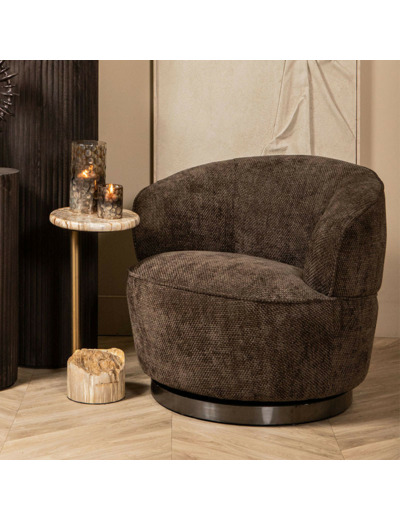 Fauteuil Eden Filou tissu marron foncé  87x89x70cm