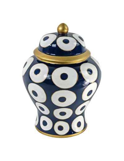 Pot à couvercle Léon bleu doré 28x28x41cm