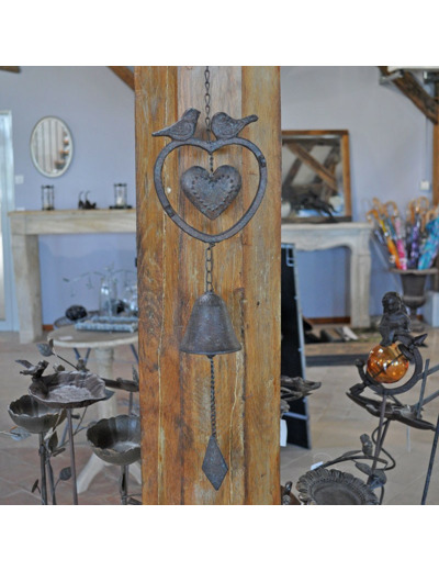 Clochette carillon coeur d'amour 63x13x7cm