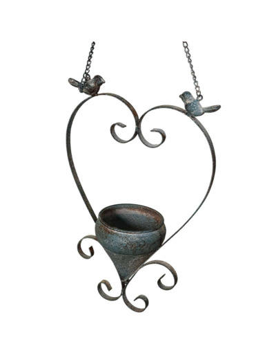 Mangeoire cœur oiseau à suspendre 26x13x78cm