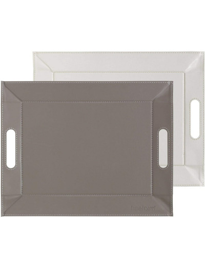 Plateau bicolore réversible - Taupe et Crème - 45 x 35