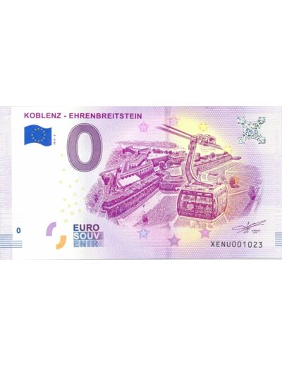 ALLEMAGNE 2018-2 KOBLENZ EHRENBREITSTEIN BILLET SOUVENIR 0 EURO TOURISTIQUE