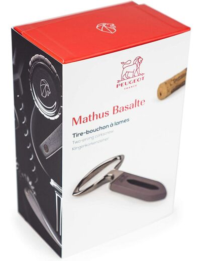 Tire-bouchon à lames avec étui - MATHUS - Peugeot - Basalte - Pour bouchons anciens ou fragiles - 11 cm