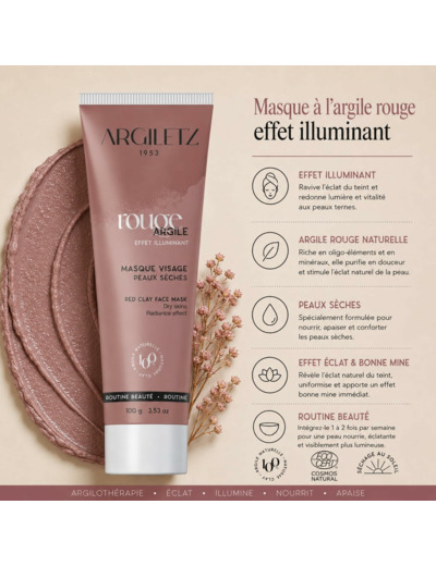 Masque argile rouge 100g LABO ARGILETZ