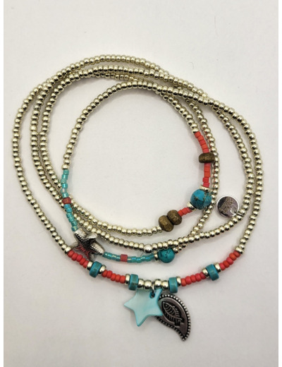 BRACELET MULTIRANGS TROPICAL SILVER