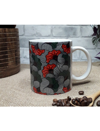 Mug wax "Fleurs rouges"