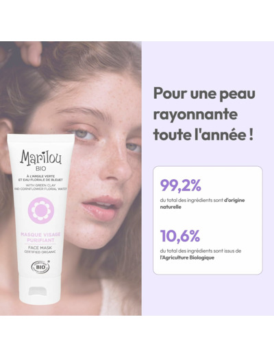 Masque purifiant argile 75ml Marilou Bio