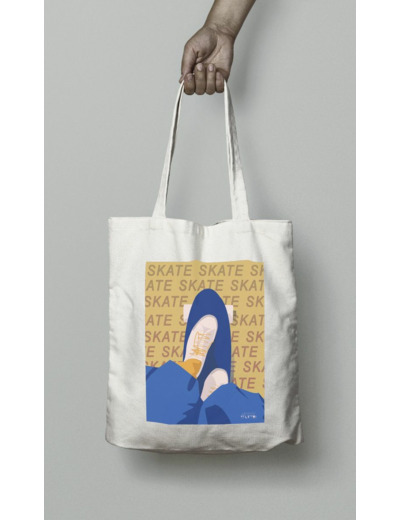 Tote bag ou sac "Skate en jaune"