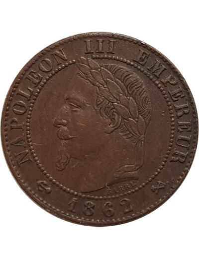FRANCE 1 CENTIME NAPOLEON III tête laurée 1862 K TTB+ (G88)
