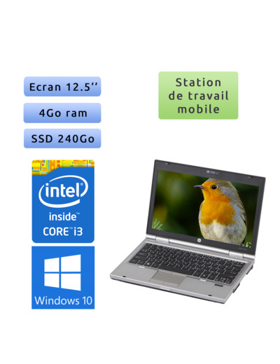 HP EliteBook 2560p - Windows 10 - i3 4Go 240Go SSD - 12.5 - Station de Travail Mobile PC