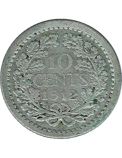 PAYS-BAS HOLLANDE 10 CENTS 1912 TB+