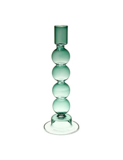 Bougeoir verre Aria vert 8x24cm