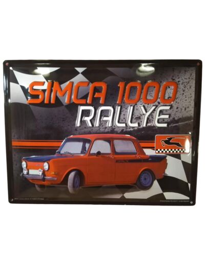 Plaque métal vintage - Simca 1000 Rallye - 30 x 40 cm - 16810RA