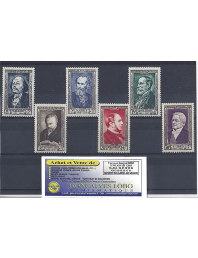 YVERT 930 a 935 CELEBRITES DU XIX Serie 6 Timbres NEUF