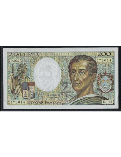 FRANCE 200 FRANCS MONTESQUIEU 1984 SERIE D .022 SUP